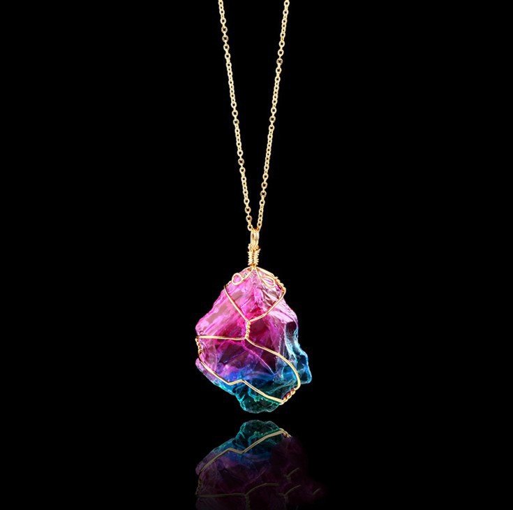 Handcrafted crystal wire-wrapped pendant necklace