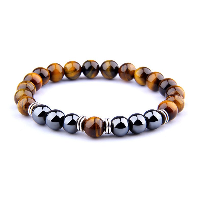 Tiger Eye & Obsidian Protection Bracelet - Natural Stone Elastic Bracelet