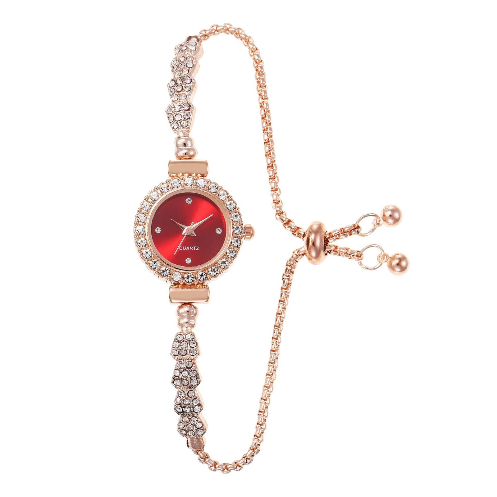 Crystal Bezel Gold Bracelet Watch - Elegant Fashion Watch for Women - Image 3