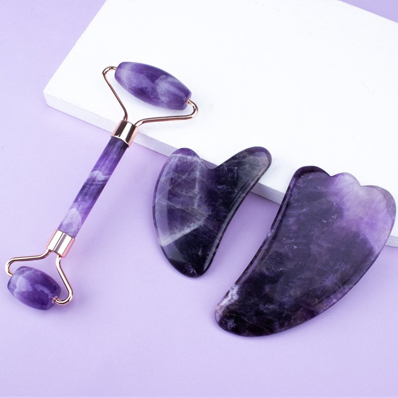 Amethyst Crystal Roller & Gua Sha Facial Massage Set