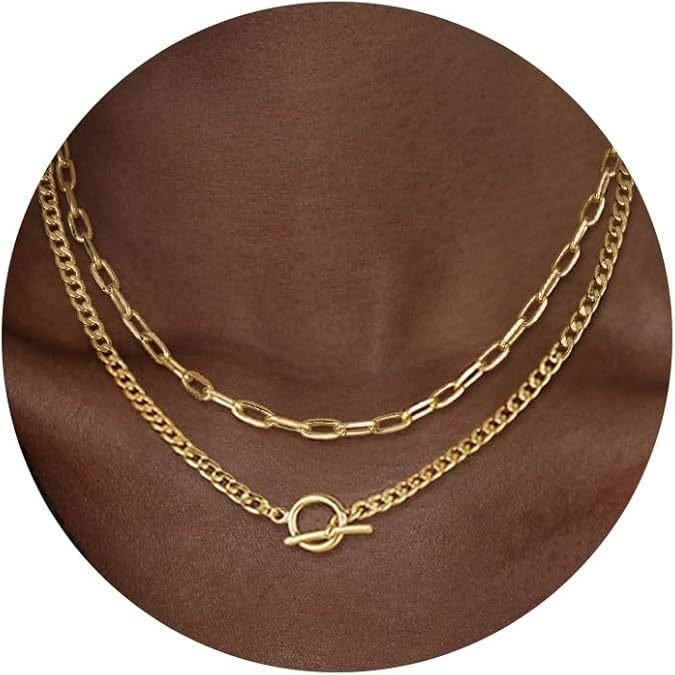Double Layer Gold Paperclip Chain Necklace