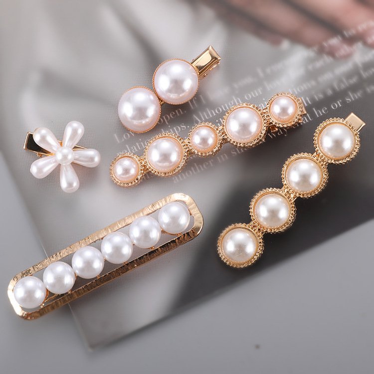 Pearl Bow Hair Clip Set
