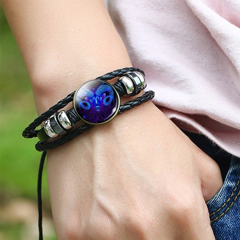 Zodiac Sign Charm Bracelet - Braided Constellation Bracelet - Image 3