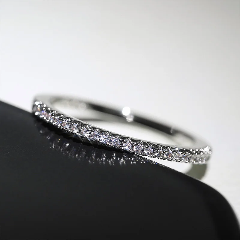 Minimalist Cubic Zirconia Stacking Ring - Thin Band, Everyday Sparkle - Image 4