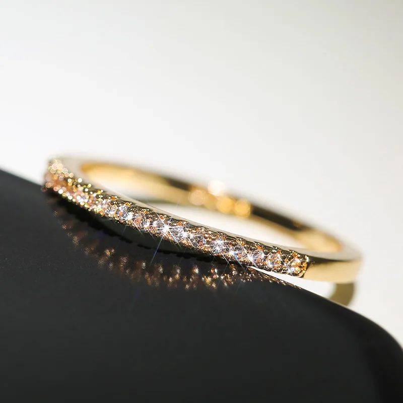 Minimalist Cubic Zirconia Stacking Ring - Thin Band, Everyday Sparkle - Image 3