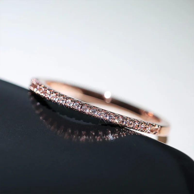 Minimalist Cubic Zirconia Stacking Ring - Thin Band, Everyday Sparkle - Image 6