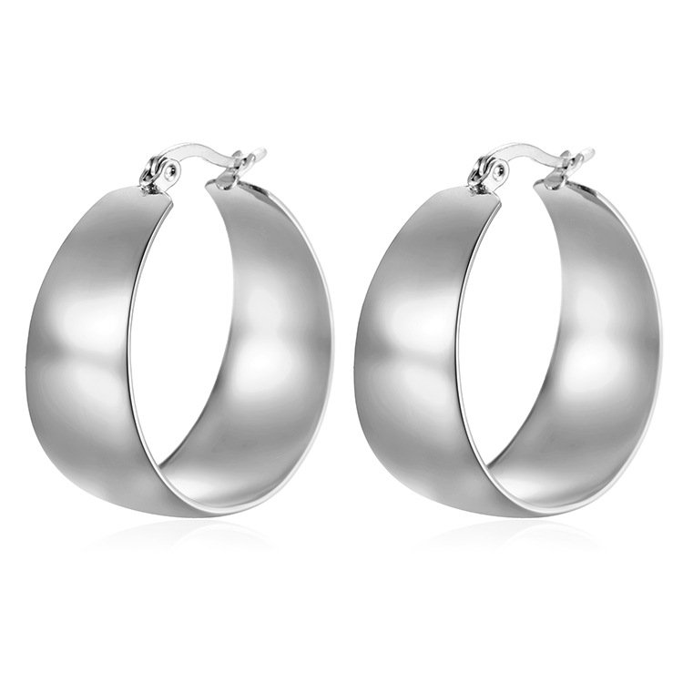 Wide Arc Titanium Steel Earrings – 18K Gold-Plated, Hypoallergenic - Image 4
