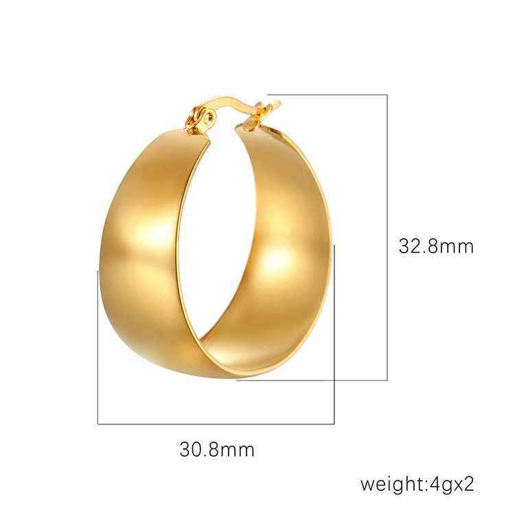 Wide Arc Titanium Steel Earrings – 18K Gold-Plated, Hypoallergenic - Image 2