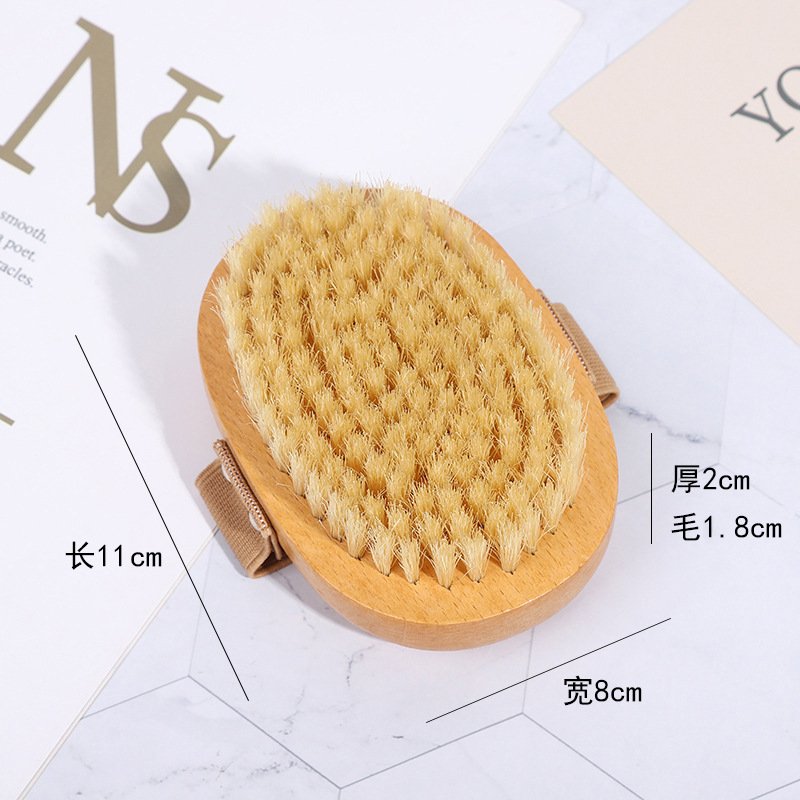 Cross-Border Hot-Selling Natural Boar Bristle Body Brush, Soft Bristle Bath Brush, Body Scrub Brush, Bristle Brush, Bath Brush, Exfoliating Tool - Image 6