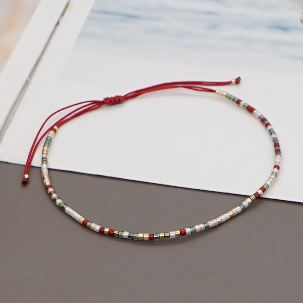 Bohemian Semi-precious Stone Beaded Bracelet Colorful Lucky Stone Rice Beads Adjustable Bracelet Couple's Stacked Bracelet - Image 17