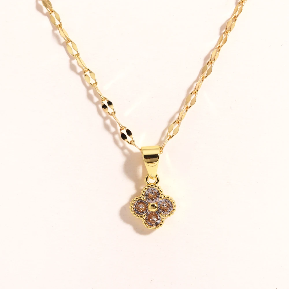 Violet Clover Pendant Necklace - Hypoallergenic 316L Stainless Steel, Tarnish-Free - Image 10