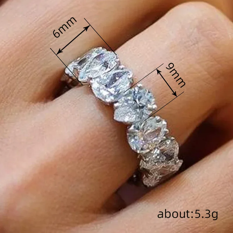 Pear Cut Zircon Promise Ring - Tarnish-Free Silver-Tone, Secure Set Stones - Image 4