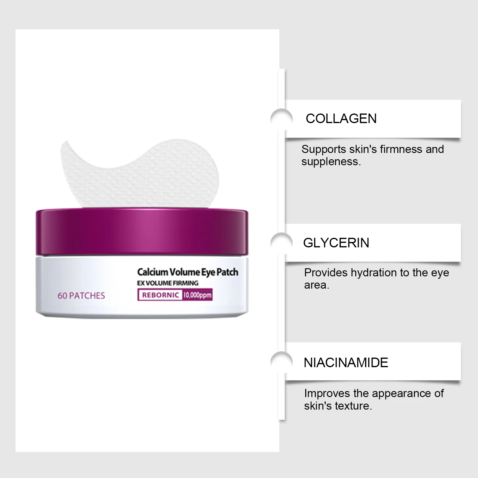 Calcium Skincare Set Anti-Aging Calcium Volume Facial Serum Eye Patches Multi Balm Fade Fine Lines Reduce Dark Circles Nourishes - Image 5