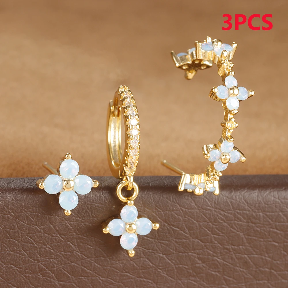 3PCS Stainless Steel Multicolor Crystal Hoop Earrings Set For Women Zircon 18K Gold Plated Huggie Pendant Piercing Jewelry - Image 10