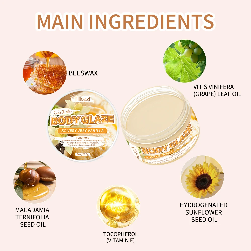 2oz/8oz Vanilla Body Glaze Nourishing Moisturizing Skin Care Body Butter Refreshing Non-Greasy Body Oil Moisturizing Skin - Image 3