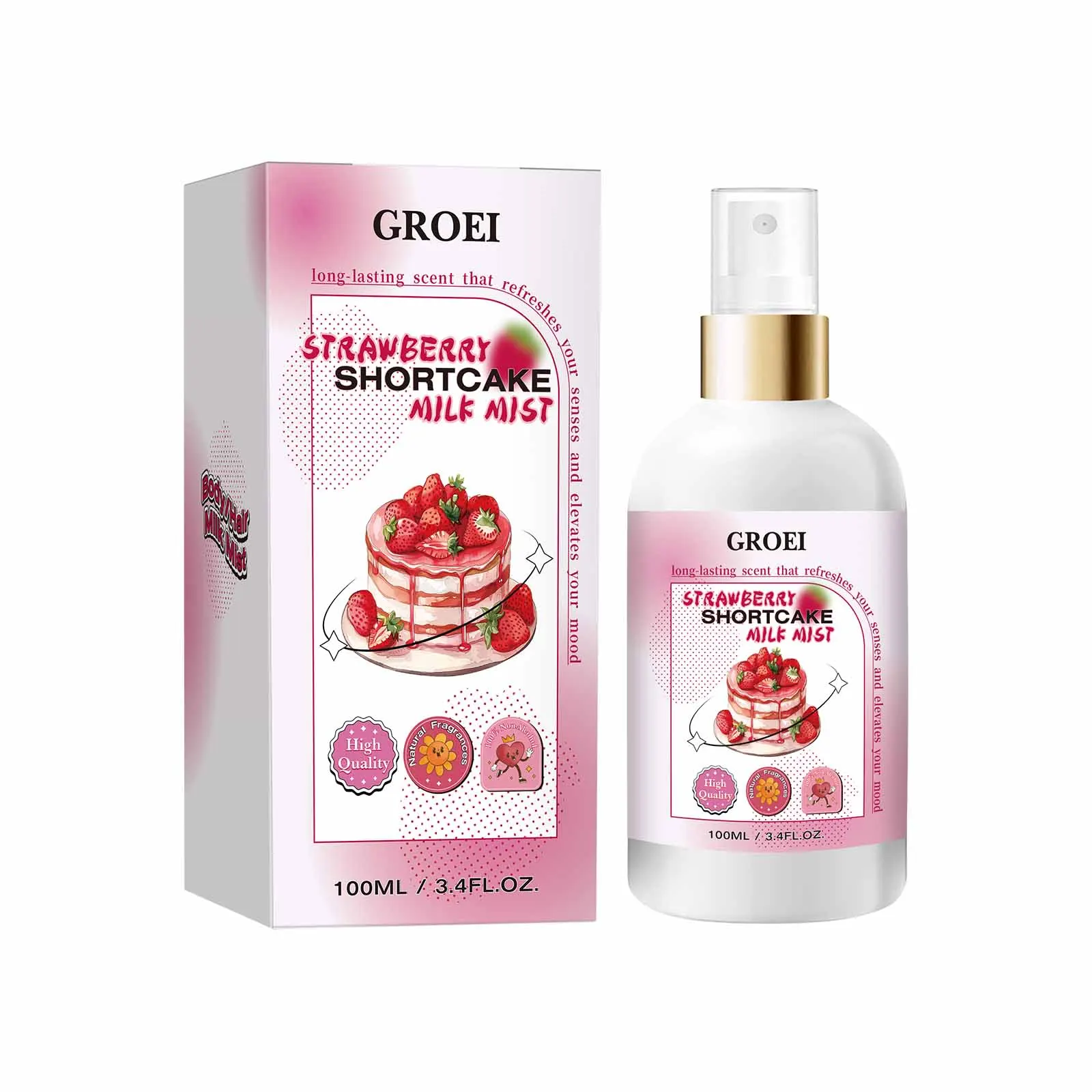 100ml Body Spray Strawberry Shortcake Milk Mist Long Moisturizing Brightening Soothing Body Increase Elasticity Firming Sprsy - Image 7
