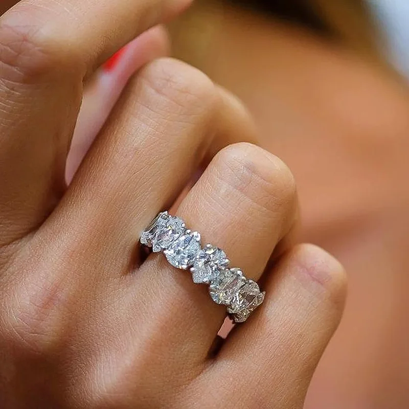 Pear Cut Zircon Promise Ring - Tarnish-Free Silver-Tone, Secure Set Stones - Image 3