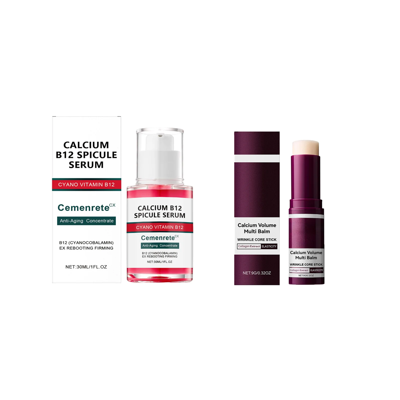 Calcium Skincare Set Anti-Aging Calcium Volume Facial Serum Eye Patches Multi Balm Fade Fine Lines Reduce Dark Circles Nourishes - Image 8