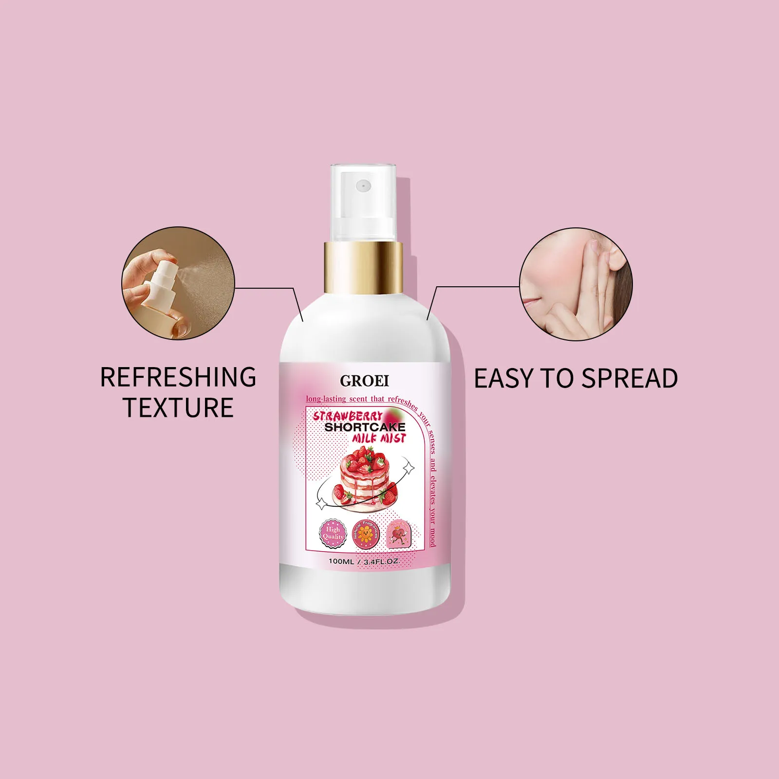 100ml Body Spray Strawberry Shortcake Milk Mist Long Moisturizing Brightening Soothing Body Increase Elasticity Firming Sprsy - Image 5