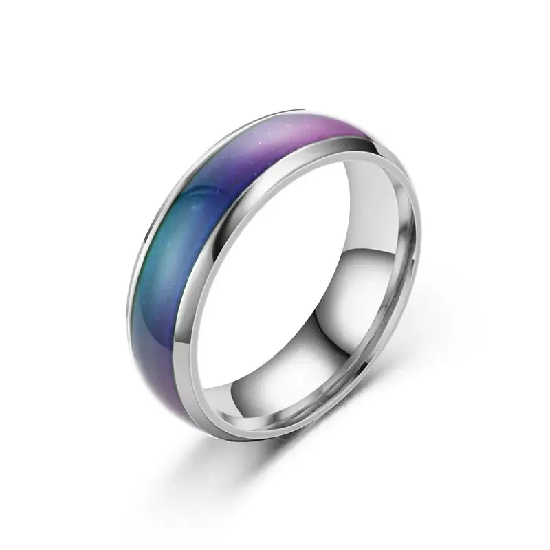 Color-Changing Mood Ring - Temperature Reactive Stainless Steel Band - Image 2