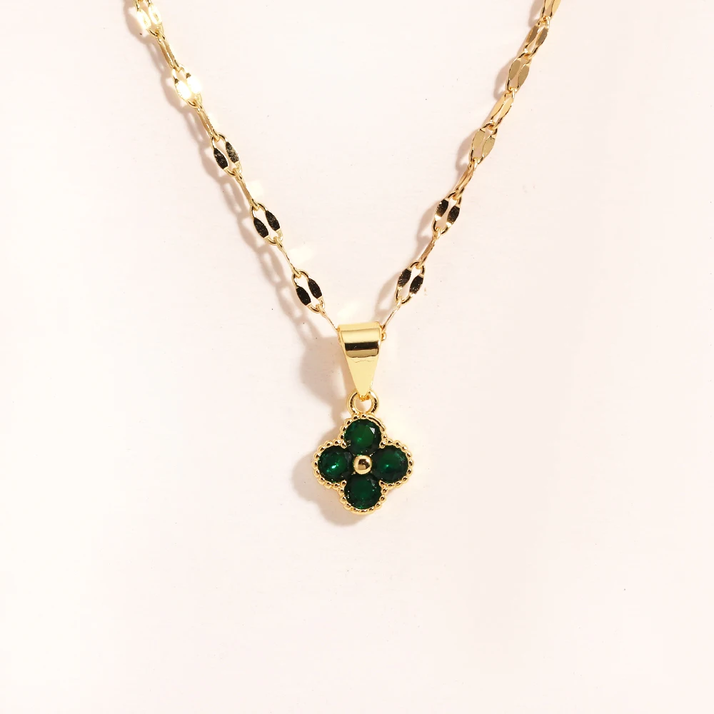 Violet Clover Pendant Necklace - Hypoallergenic 316L Stainless Steel, Tarnish-Free - Image 7
