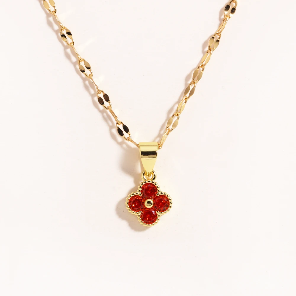 Violet Clover Pendant Necklace - Hypoallergenic 316L Stainless Steel, Tarnish-Free - Image 9