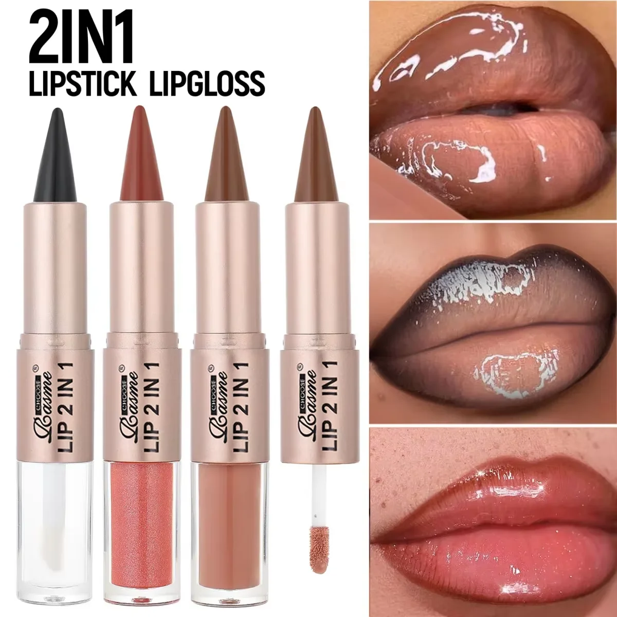 2-in-1 Lipstick & Lip Gloss – Dual-End Liner + Plumping Gloss