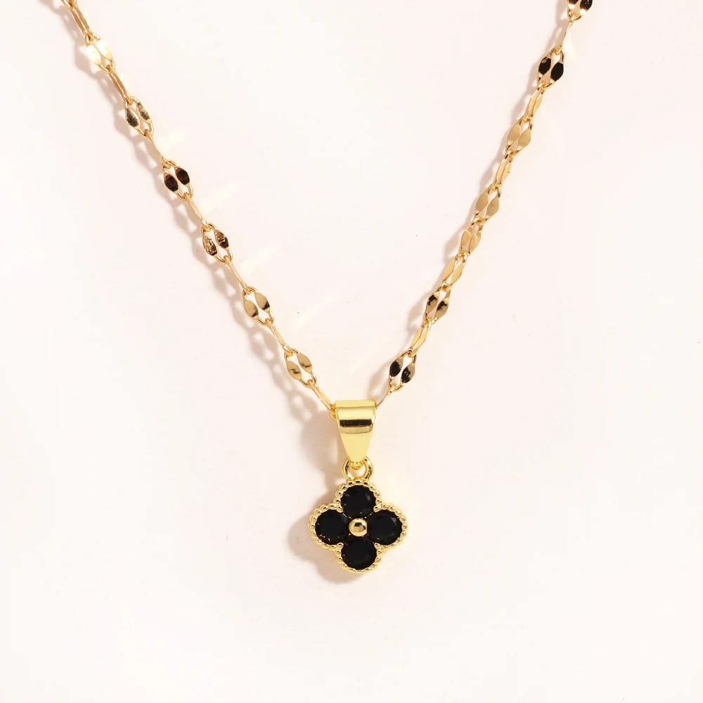 Violet Clover Pendant Necklace - Hypoallergenic 316L Stainless Steel, Tarnish-Free - Image 8
