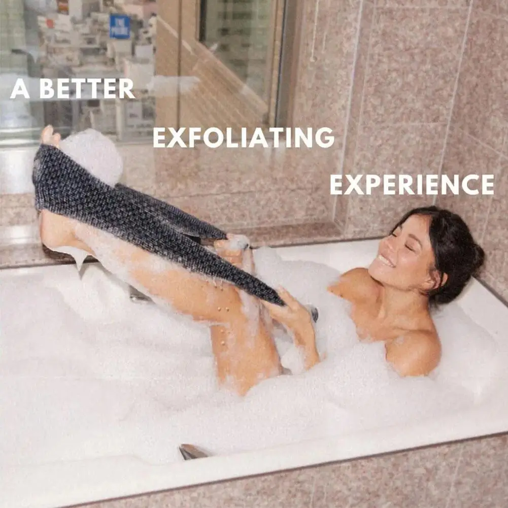 Back Scrubbing Towel Dual Sided Durable Exfoliating Body Towel Back Strap Unisex Detox Mud Back Scrub Extended Bathing Towel - Image 5