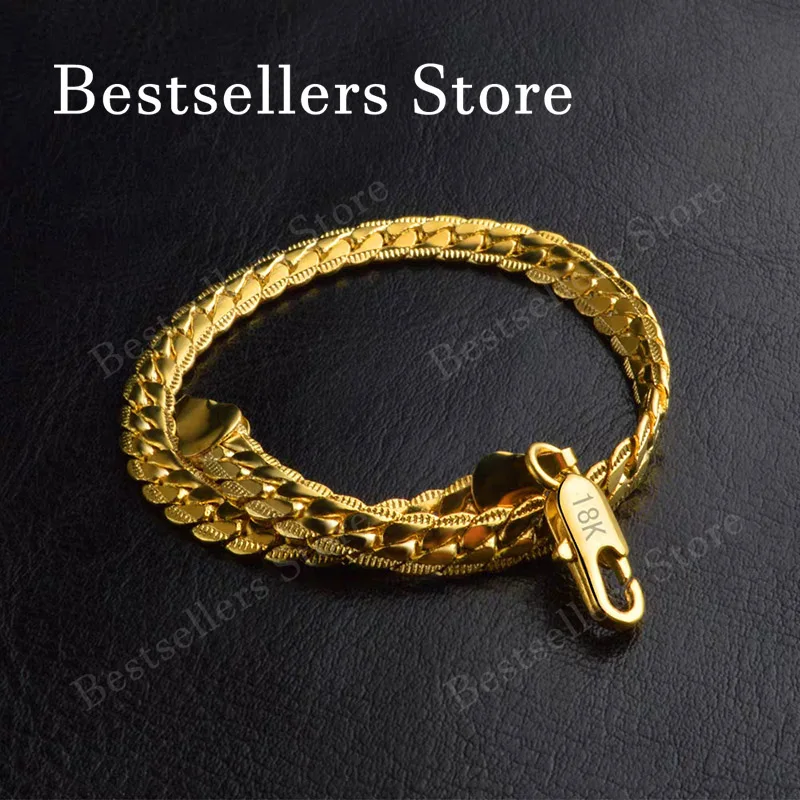 925 Sterling Silver, 18K Gold, 5mm Embossed Bracelet - Fashionable for Men and Women, Charming, Wedding Gifts and Jewelry - Image 4