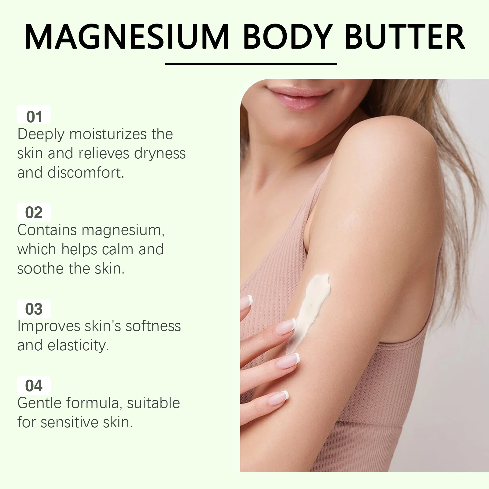 Shea Butter Body Lotion Moisturizing Magnesium Body Butter Nourishing Skin Soft Smooth Soothes Muscles Body Skincare Cream - Image 2