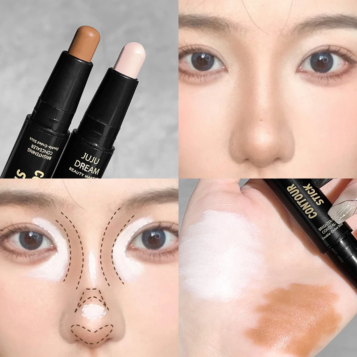 Dual-ended contour stick, facial foundation, concealer, long-lasting dark circles, correcting contour concealer, makeup - Image 8