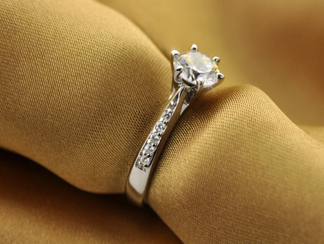 925 Sterling Silver Six-Prong Ring - Genuine Silver, Hypoallergenic Sparkle - Image 2