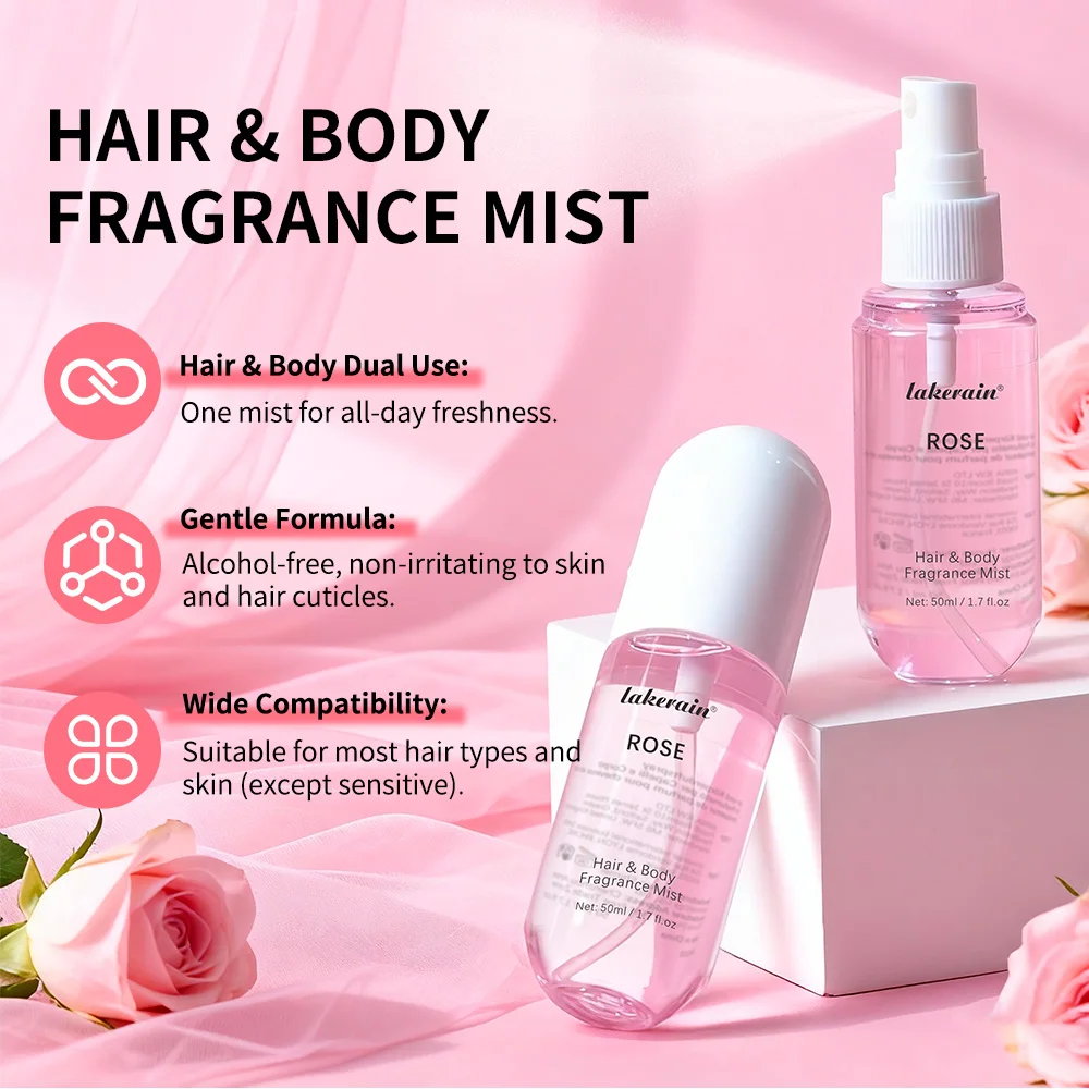 1/2 Pcs Vanilla Rose Fragrance Spray Hair & Body Fragrance Mist Fresh Long Lasting Fragrance Perfume Travel Size Freshener Spray - Image 3