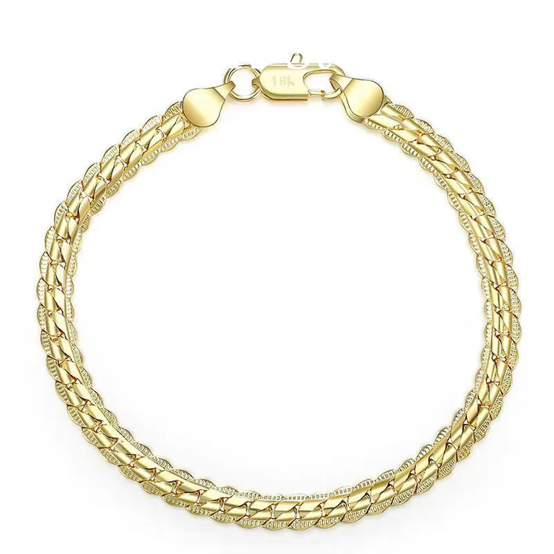 925 Sterling Silver, 18K Gold, 5mm Embossed Bracelet - Fashionable for Men and Women, Charming, Wedding Gifts and Jewelry - Image 6
