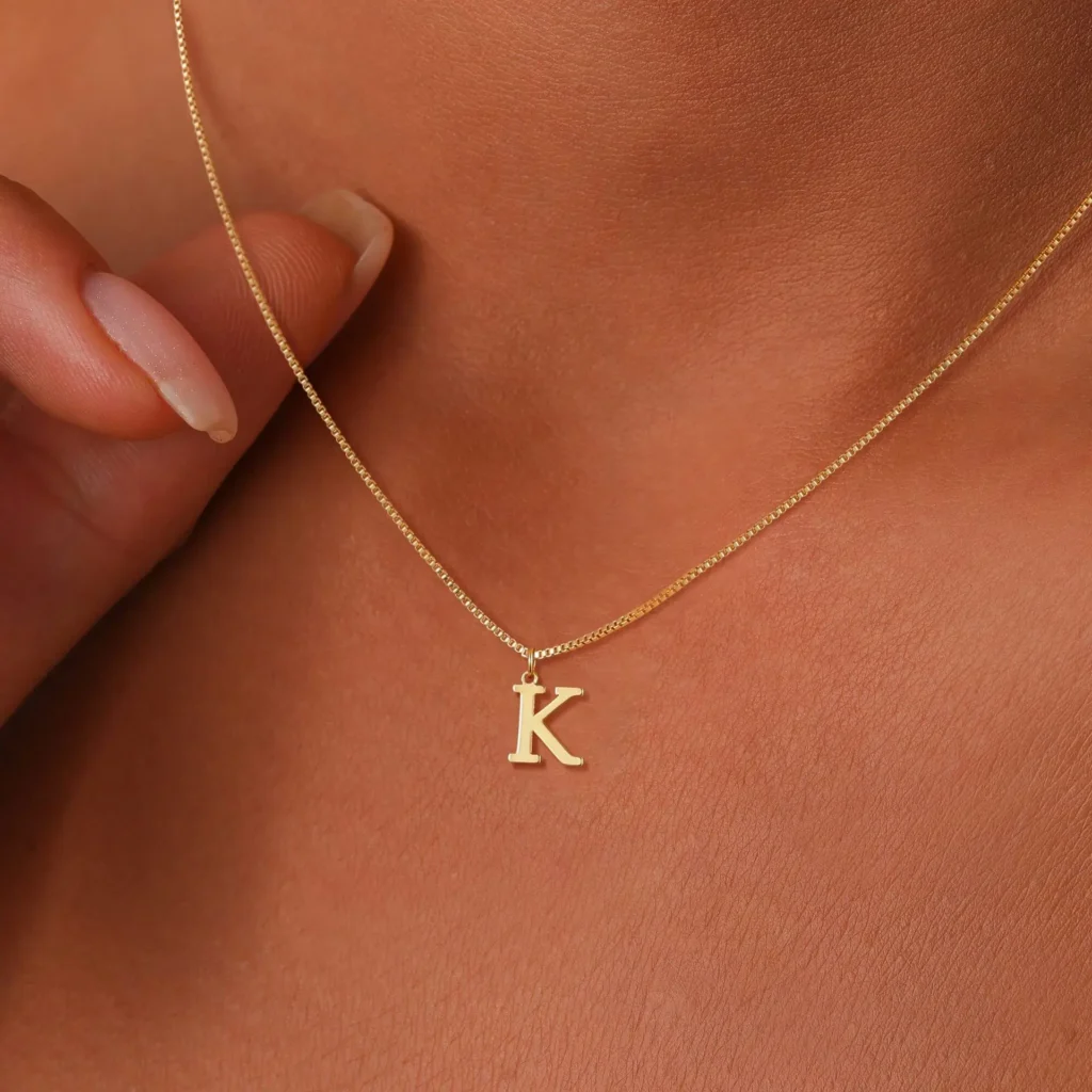 Gold Initial Letter Necklace 1