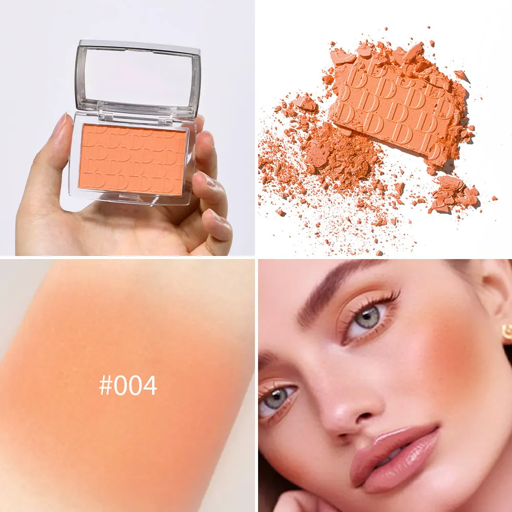 2pcs Matte Embossed Blush & Brush Long Lasting High Pigmented Multi-Purpose Blush Palette Pink Natural Color Rendering Cosmetics - Image 6