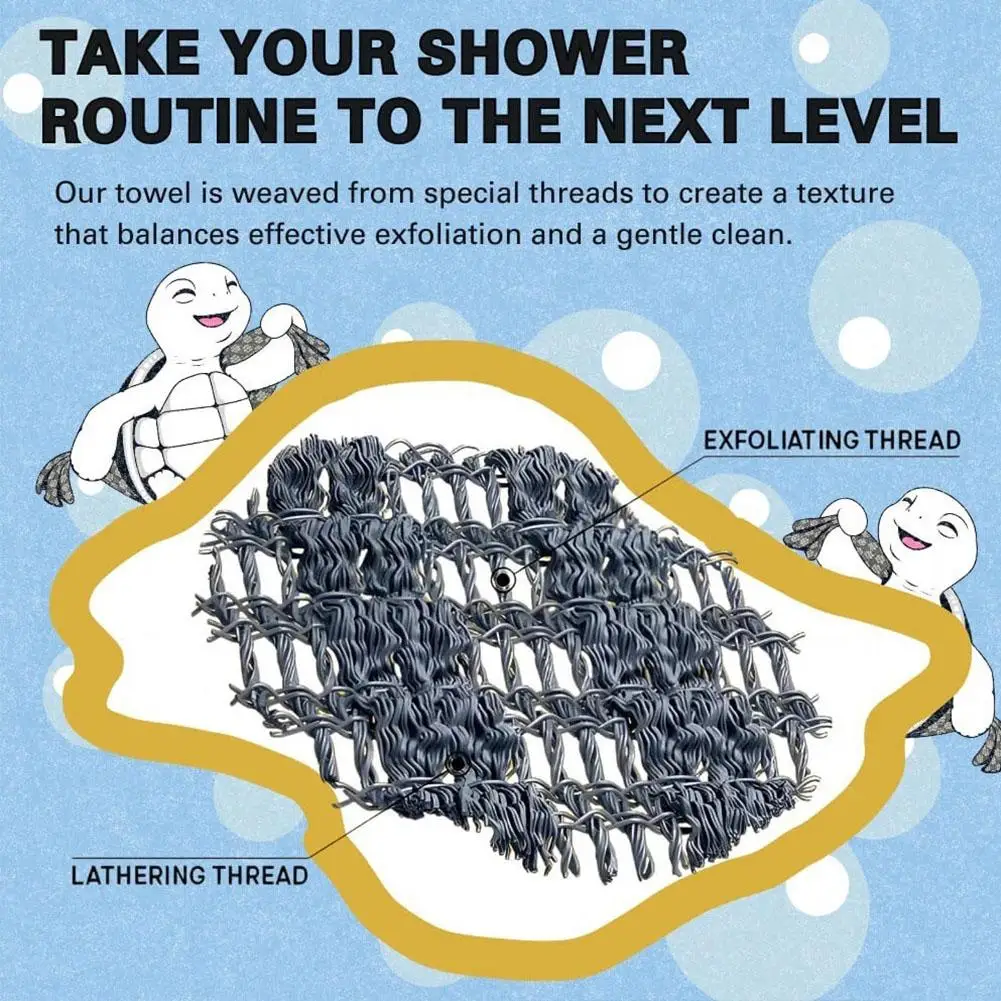 Back Scrubbing Towel Dual Sided Durable Exfoliating Body Towel Back Strap Unisex Detox Mud Back Scrub Extended Bathing Towel - Image 4