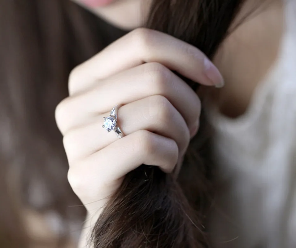 925 Sterling Silver Six-Prong Ring - Genuine Silver, Hypoallergenic Sparkle - Image 4