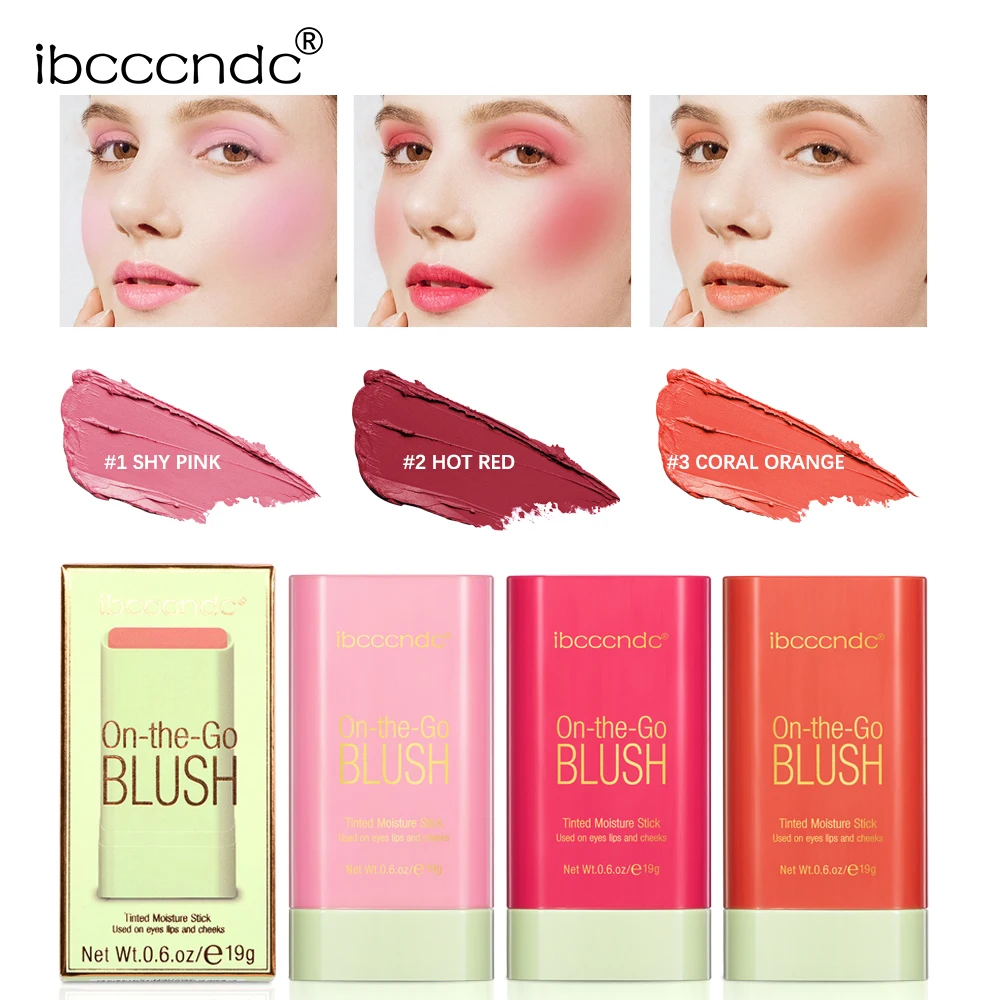 Make Up Functional Blush Stick Easy Color Rouge Blusher Cream Waterproof High Color Rendering Brightening Skin Tone Hot - Image 3