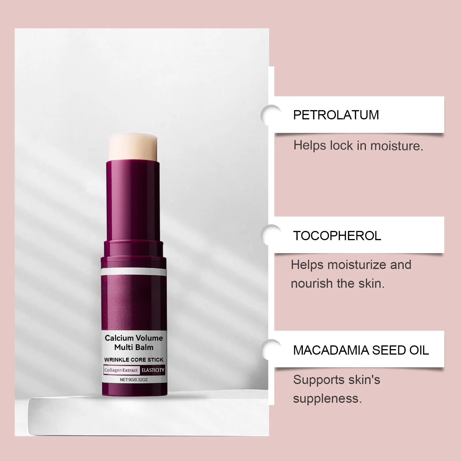 Calcium Skincare Set Anti-Aging Calcium Volume Facial Serum Eye Patches Multi Balm Fade Fine Lines Reduce Dark Circles Nourishes - Image 3