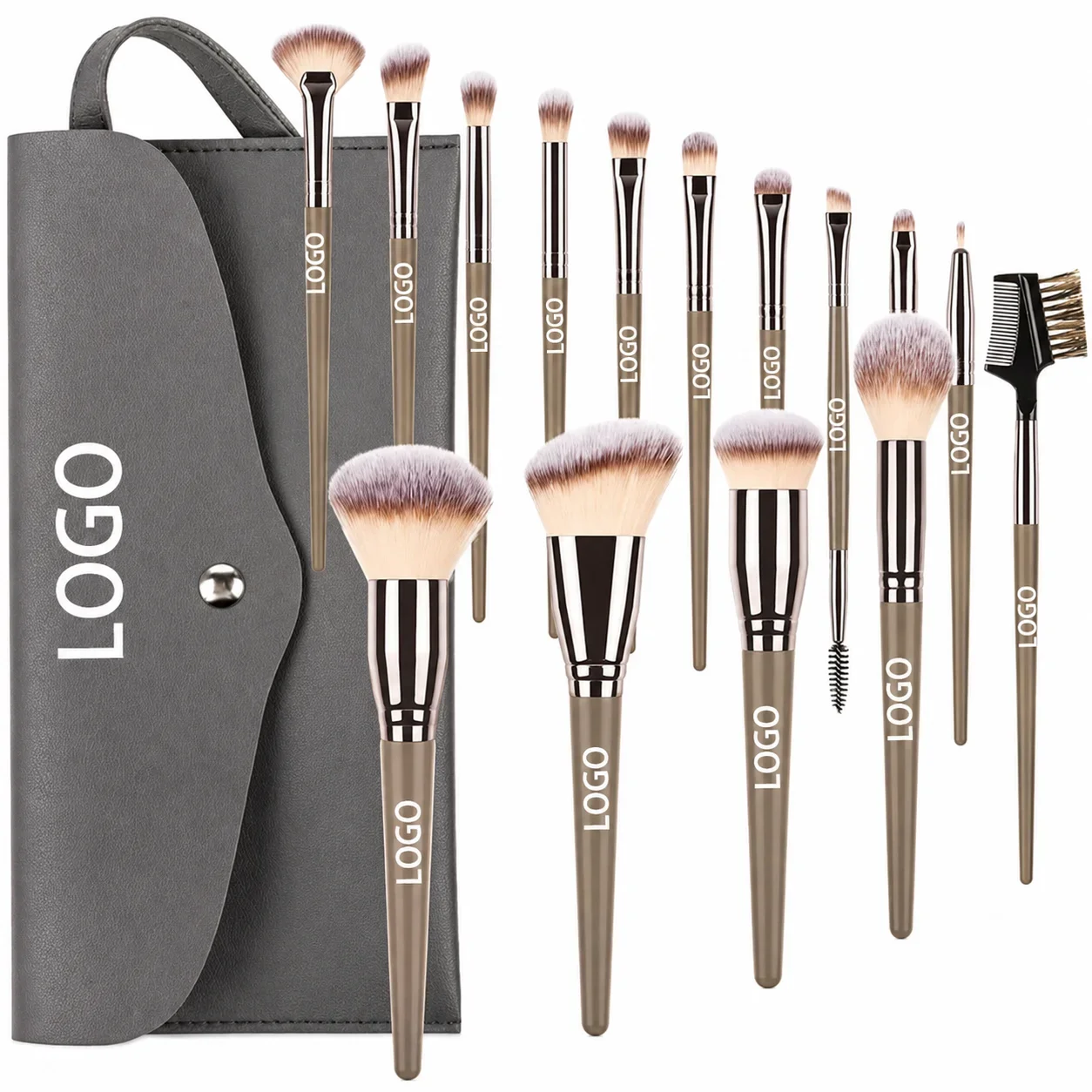 15-Piece Makeup Brush Kit Portable Vegan Cosmetic Brush Set with Travel Bag Soft Synthetic Hair Face Eye Beauty Tools - Image 7