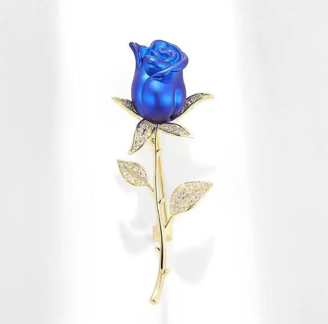 Creative Beautiful Rhinestone Rose Flower Brooches for Women Lady Elegant Flower Pin Summer Wedding Party Valentine's Day Gift - Image 2