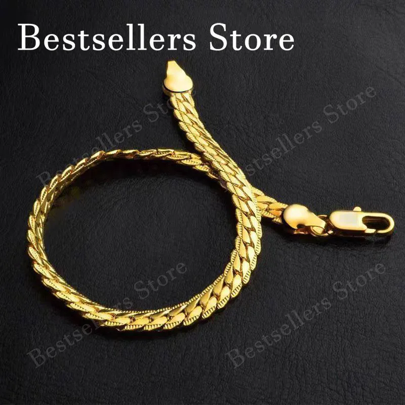 925 Sterling Silver, 18K Gold, 5mm Embossed Bracelet - Fashionable for Men and Women, Charming, Wedding Gifts and Jewelry - Image 5