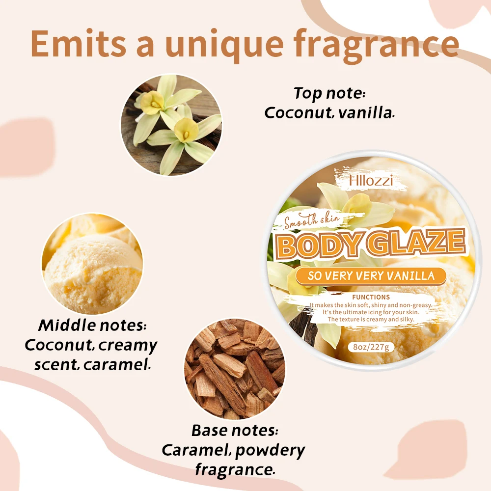 2oz/8oz Vanilla Body Glaze Nourishing Moisturizing Skin Care Body Butter Refreshing Non-Greasy Body Oil Moisturizing Skin - Image 4