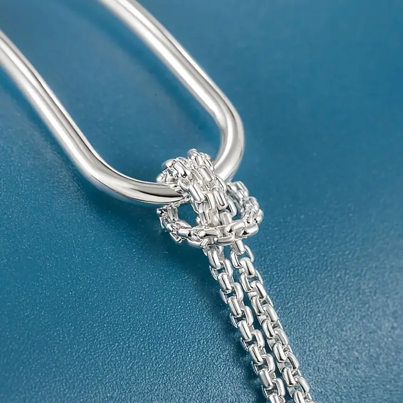 New S925 Silver Minimalist Geometric Collage Bracelet Women's Jewelry Exquisite and Elegant for Birthday and Christmas Gifts - Image 4