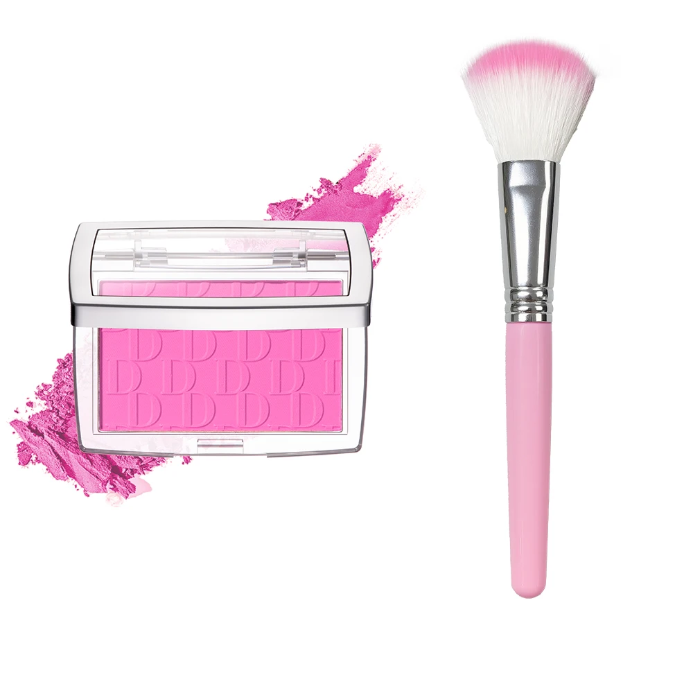 2pcs Matte Embossed Blush & Brush Long Lasting High Pigmented Multi-Purpose Blush Palette Pink Natural Color Rendering Cosmetics - Image 8
