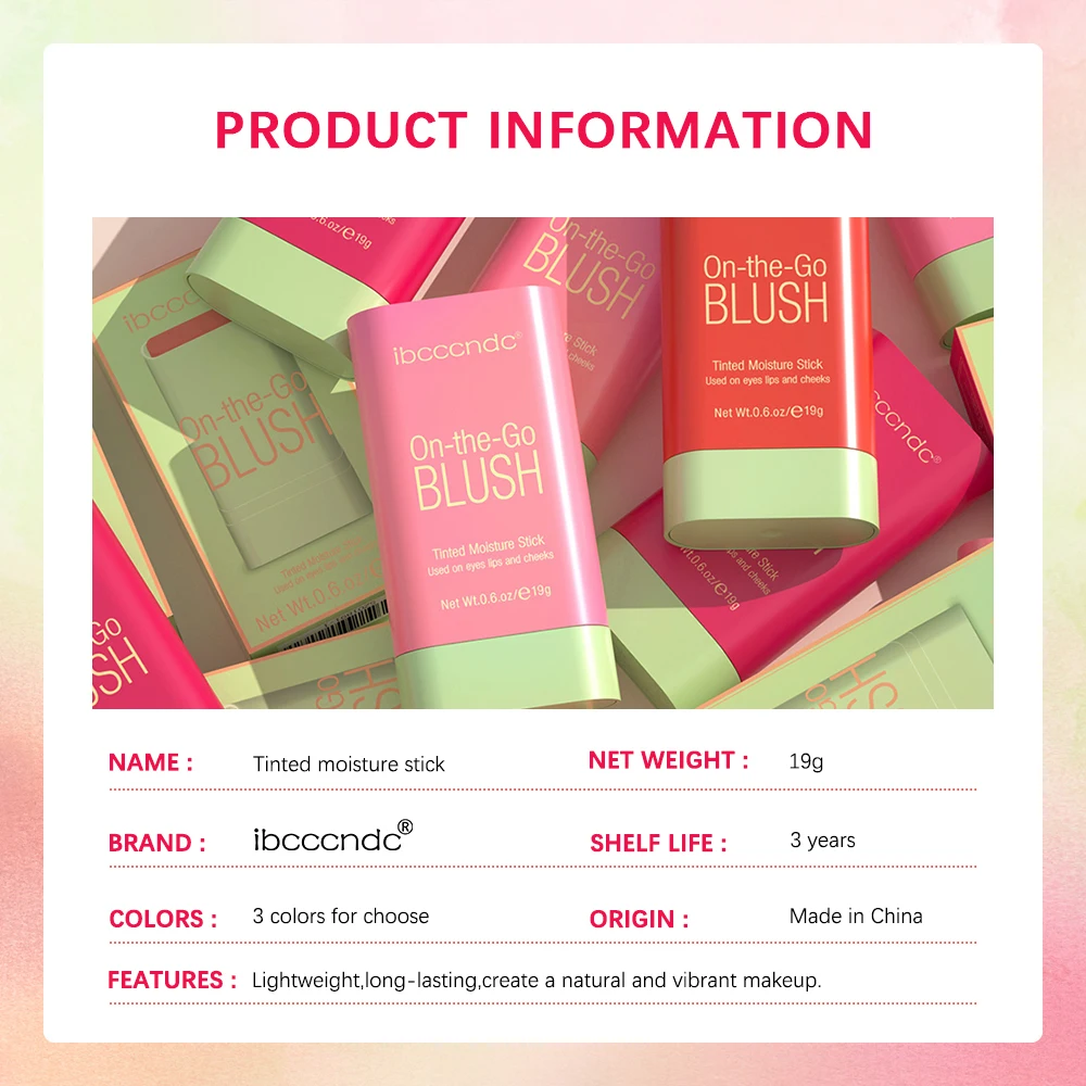 Make Up Functional Blush Stick Easy Color Rouge Blusher Cream Waterproof High Color Rendering Brightening Skin Tone Hot - Image 4
