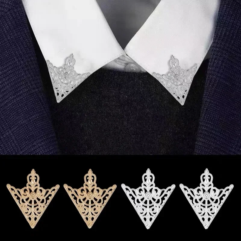 2pcs/set Fashion Men's Suit Brooches Feather Leaf Triangle Hollowed Out Crown Lapel Pins Party Male Jewelry Accessorie - Image 5