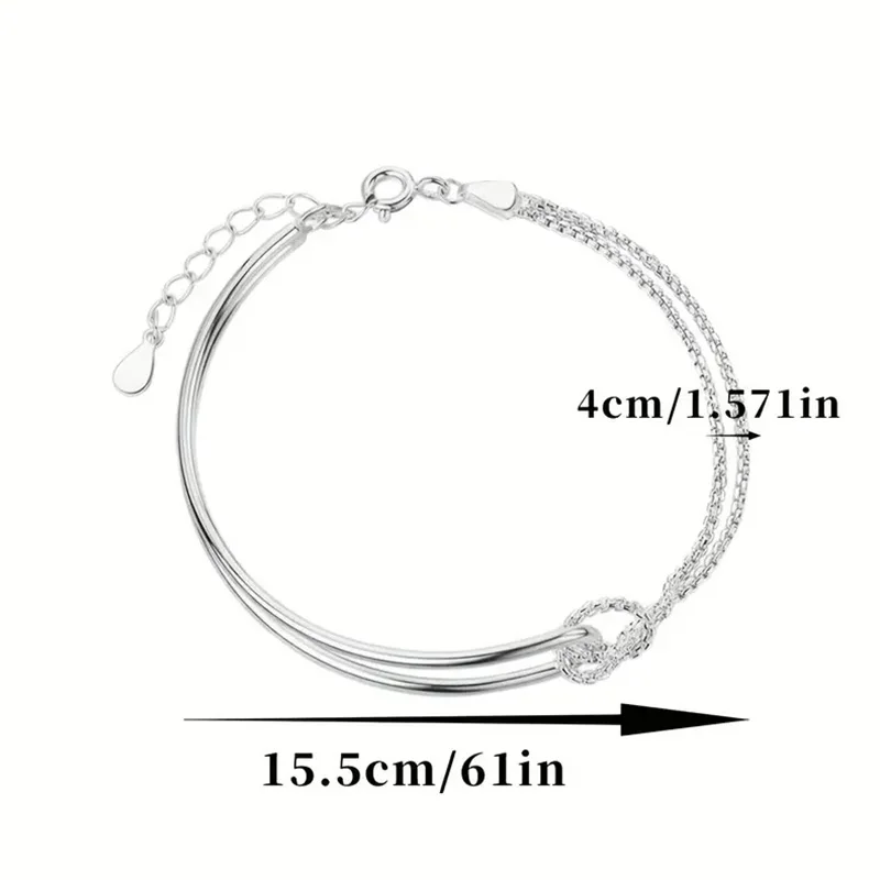 New S925 Silver Minimalist Geometric Collage Bracelet Women's Jewelry Exquisite and Elegant for Birthday and Christmas Gifts - Image 2